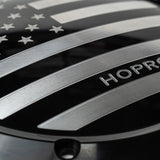 Hoprousa Derby Cluth Cover 5-Holes Aluminum CNC Black Stars & Stripes Unique Fit for Harley Davidson 2016-later Touring Electra Street Road Glide Road King CVO Trike