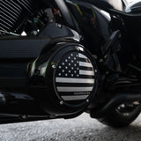 Hoprousa Derby Cluth Cover 5-Holes Aluminum CNC Black Stars & Stripes Unique Fit for Harley Davidson 2016-later Touring Electra Street Road Glide Road King CVO Trike