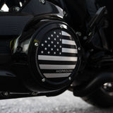 Hoprousa Derby Cluth Cover 5-Holes Aluminum CNC Black Stars & Stripes Unique Fit for Harley Davidson 2016-later Touring Electra Street Road Glide Road King CVO Trike