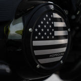 Hoprousa Derby Cluth Cover 5-Holes Aluminum CNC Black Stars & Stripes Unique Fit for Harley Davidson 2016-later Touring Electra Street Road Glide Road King CVO Trike