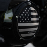 Hoprousa Derby Cluth Cover 5-Holes Aluminum CNC Black Stars & Stripes Unique Fit for Harley Davidson 2016-later Touring Electra Street Road Glide Road King CVO Trike