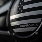 Hoprousa Derby Cluth Cover 5-Holes Aluminum CNC Black Stars & Stripes Unique Fit for Harley Davidson 2016-later Touring Electra Street Road Glide Road King CVO Trike