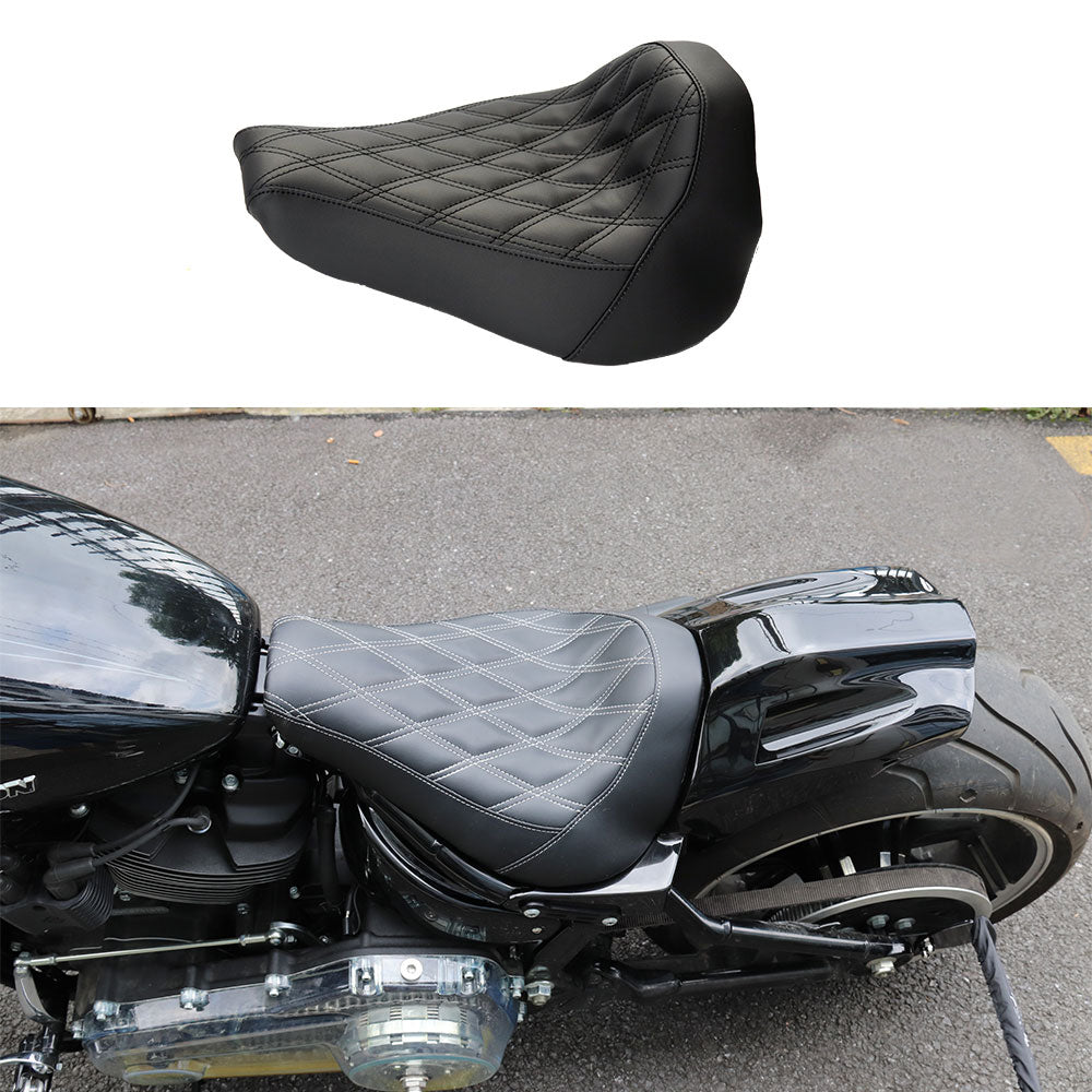 Hoprousa Motorcycle Low-Profile Driver Diamond Leather Solo Seat Cushion  Fits GP-Style Short Rear Fender for Harley 2018-2022 Breakout Fatboy FXBR 