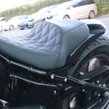 Hoprousa Motorcycle Low-Profile Driver Diamond Leather Double Passenger Seat Cushion Fits 180/200mm Short Rear Fender for Harley 2018-2023 Softail Street Bob Low Rider Fat Bob