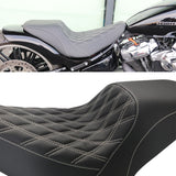 Hoprousa Motorcycle Low-Profile Seat Driver Passenger Diamond Leather Double Seat Cushion For Short Rear Fender Fits for Harley Softail 2018-2024 Breakout Fatboy FXBR FLFB